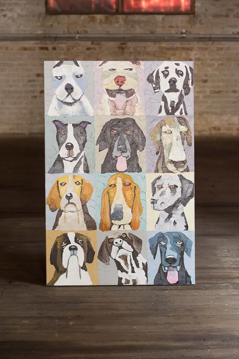 12 Emotional Dogs Oil Painting