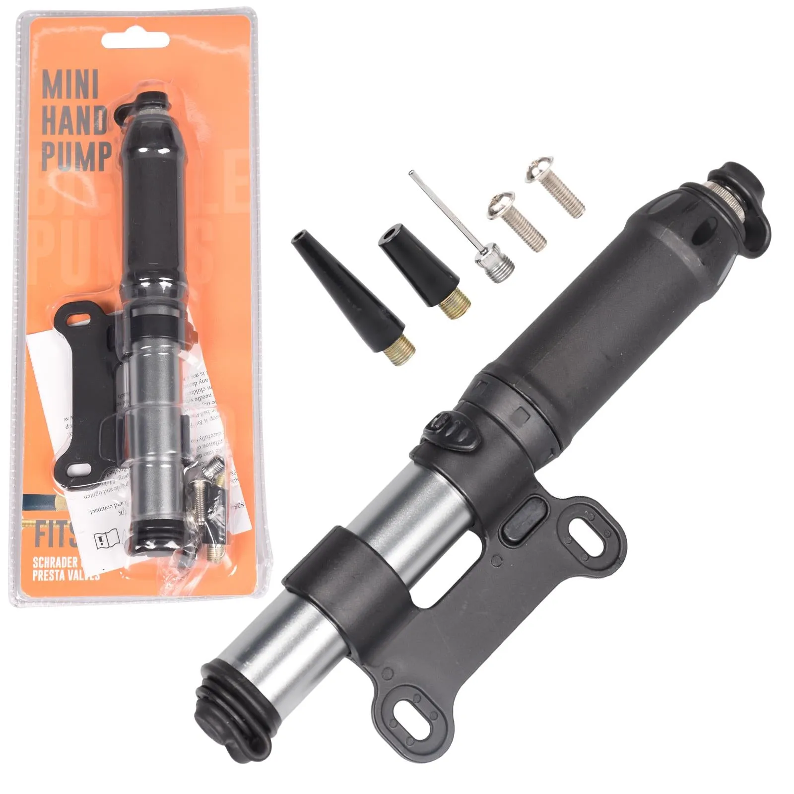 2 Pack Mini Portable Hand Pump with Presta & Schrader Valve