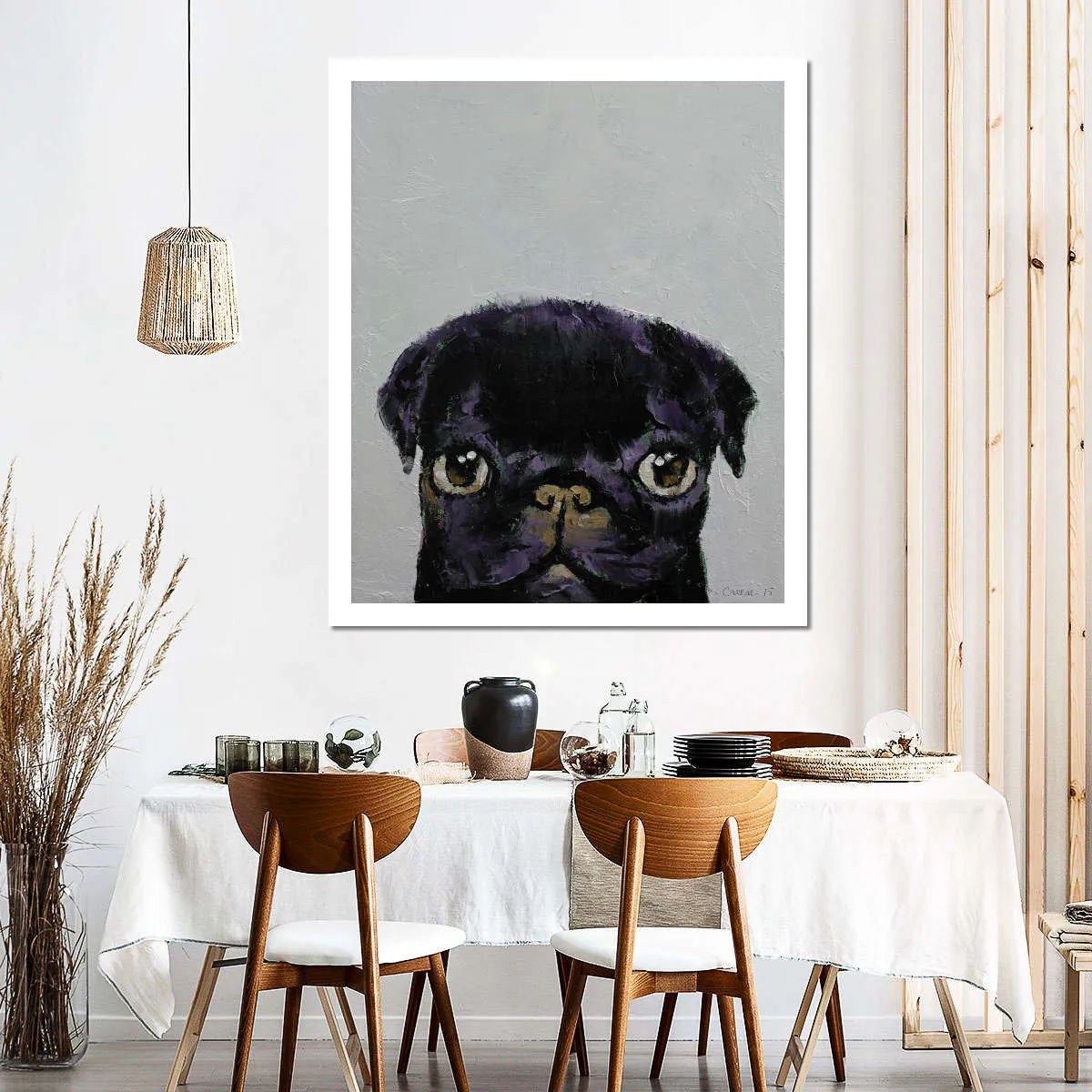 A Black Pug Wall Art