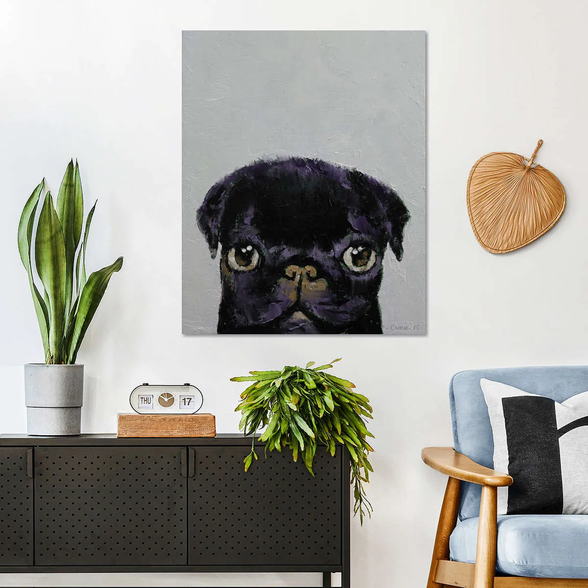 A Black Pug Wall Art