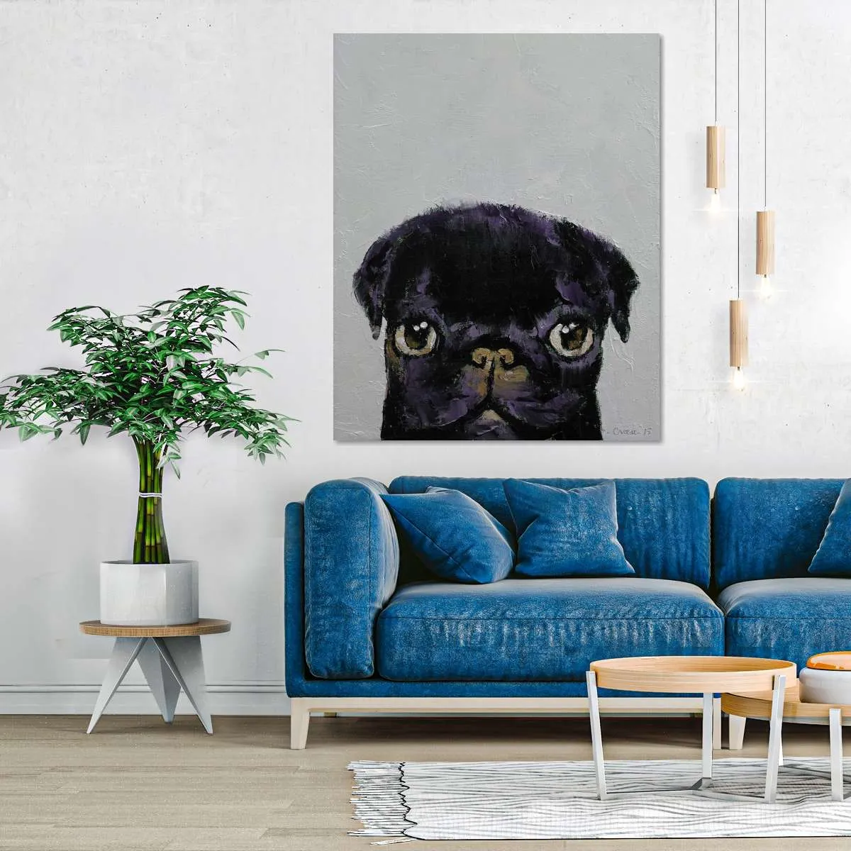 A Black Pug Wall Art