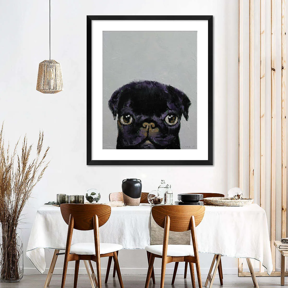 A Black Pug Wall Art