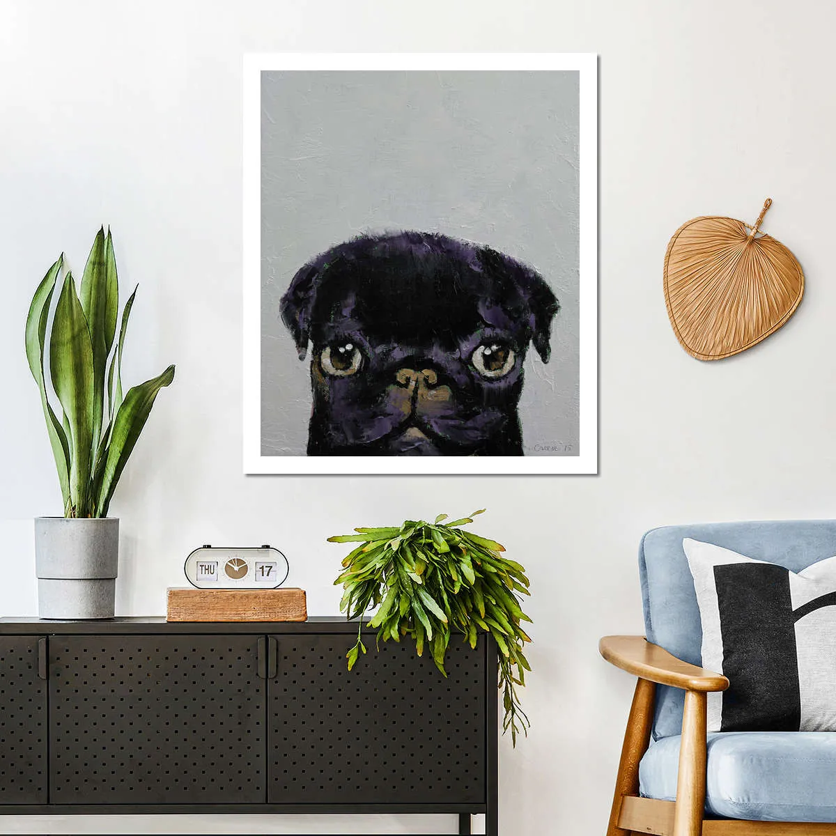 A Black Pug Wall Art