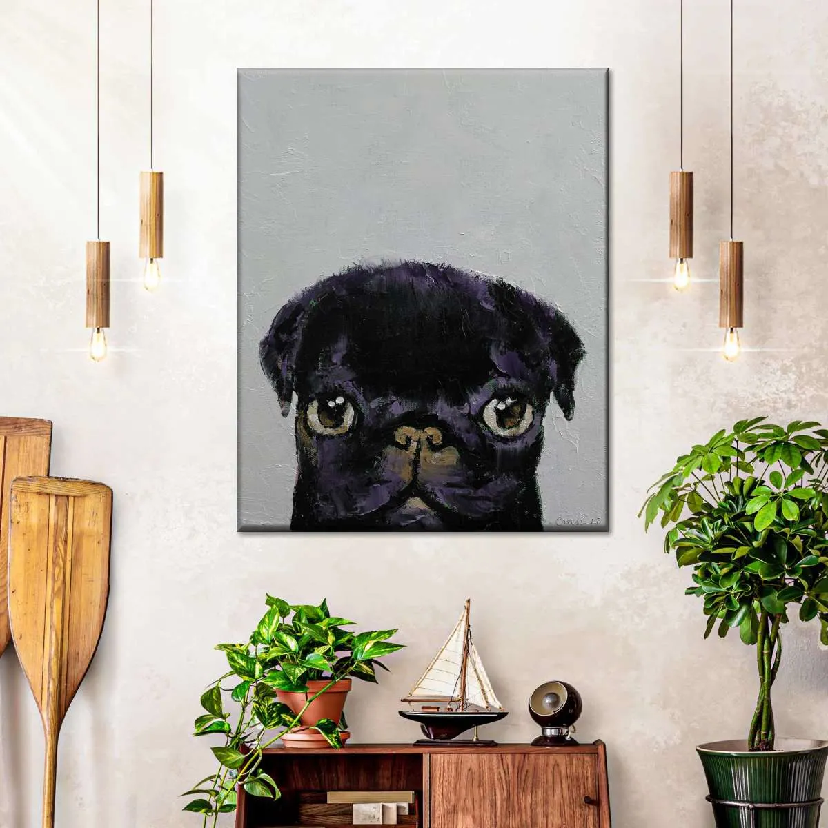 A Black Pug Wall Art