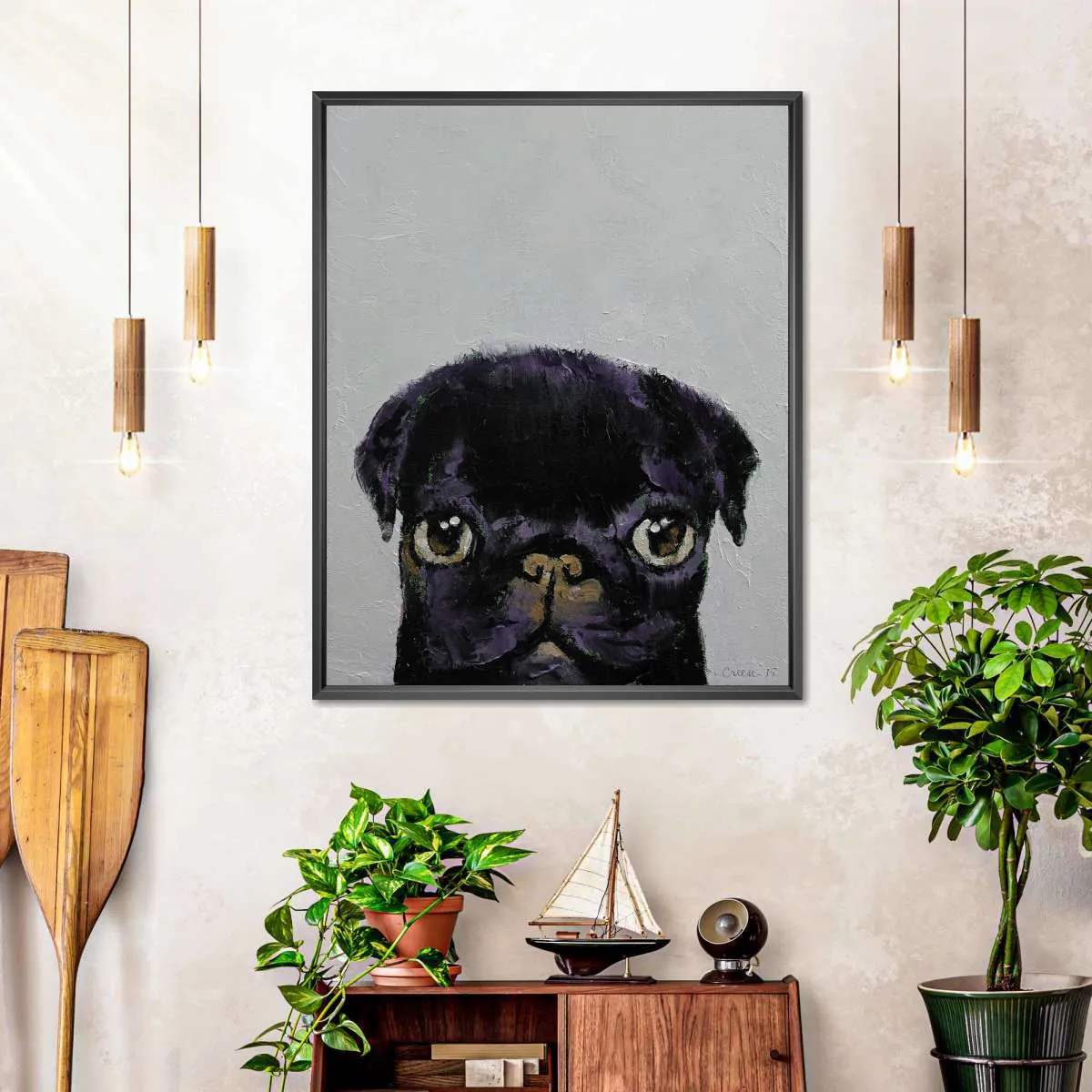 A Black Pug Wall Art