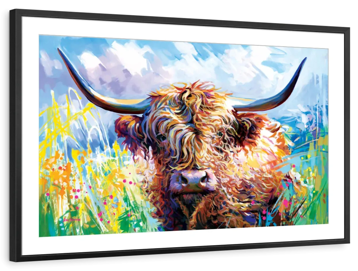 A Colorful Highland Cow Wall Art