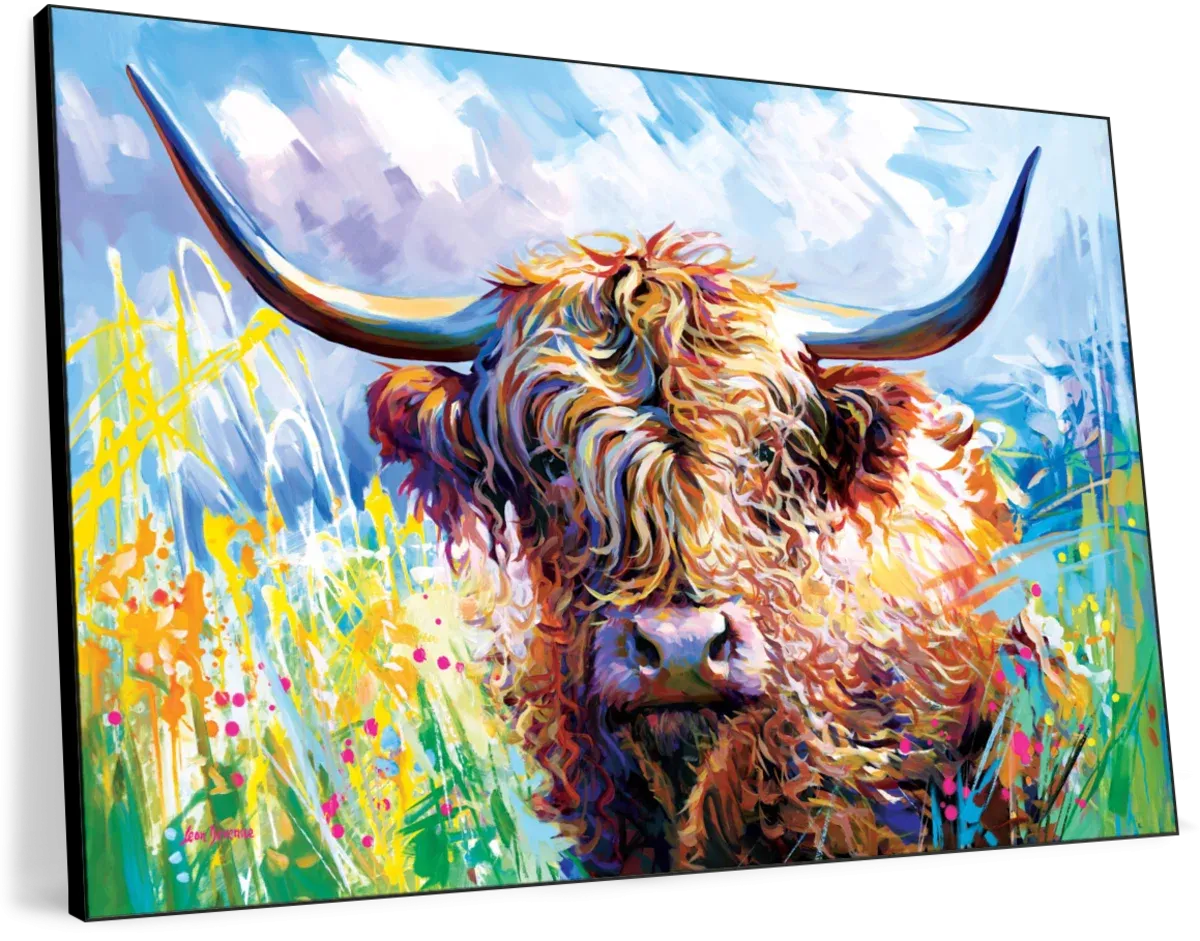 A Colorful Highland Cow Wall Art