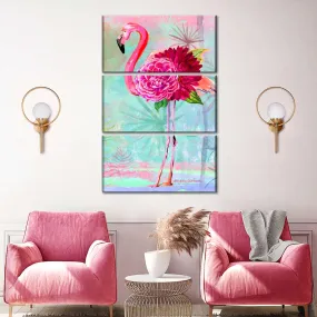 A Floral Flamingo Wall Art