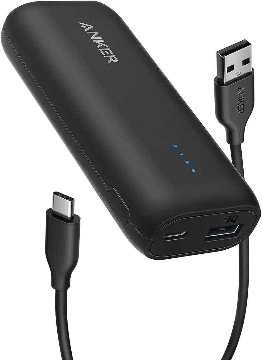 Anker 321 Power Bank (Powercore 5K) Pocket-sized and Travel Friendly with USB A and USB C Output Ports