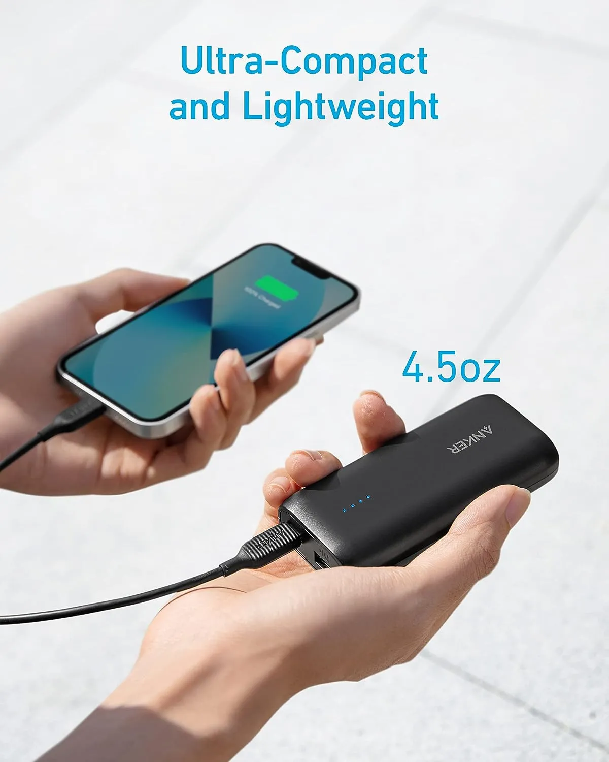 Anker 321 Power Bank (Powercore 5K) Pocket-sized and Travel Friendly with USB A and USB C Output Ports