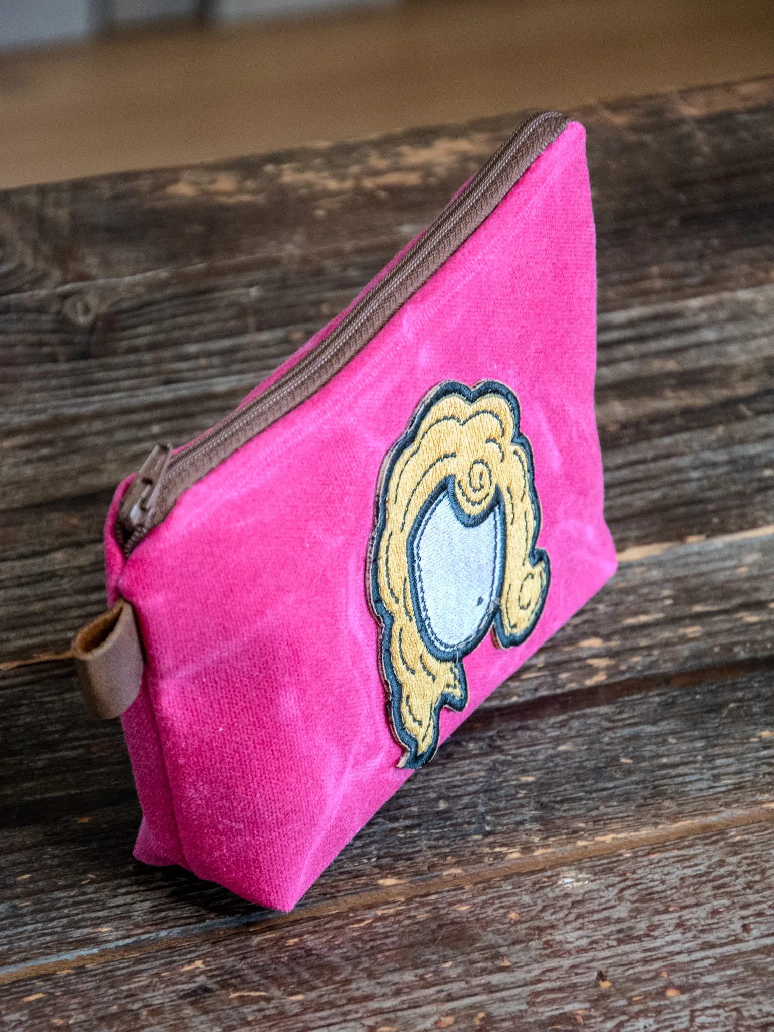 Applique Pouch | Handmade Waxed Canvas Zipper Pouch | DOLLY | Icon Collection