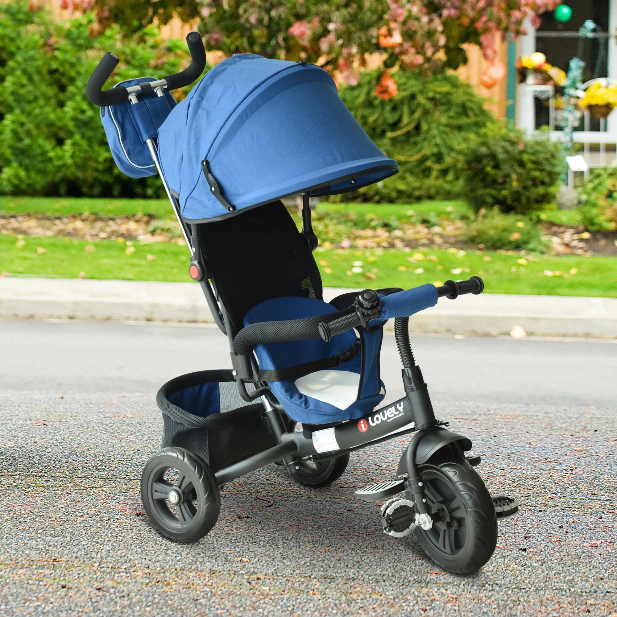 Baby Ride on Tricycle W/Canopy-Blue