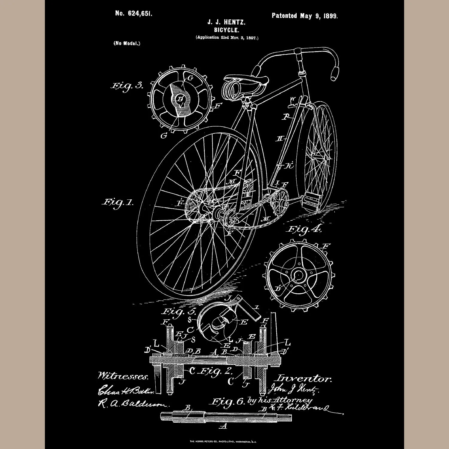 Bicycle Canvas Patent Print