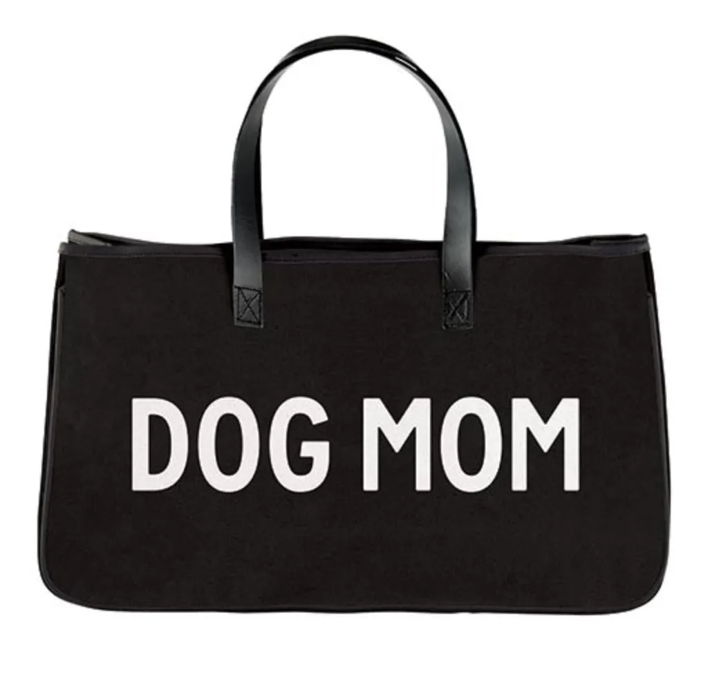 Black Canvas Totes - White Text