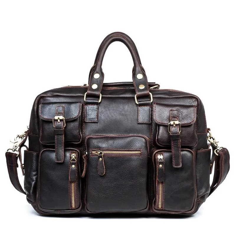 Black Cool Leather Mens Weekender Bag Shoulder Travel Briefcase Duffle Bag Light Brown luggage Bag for Men