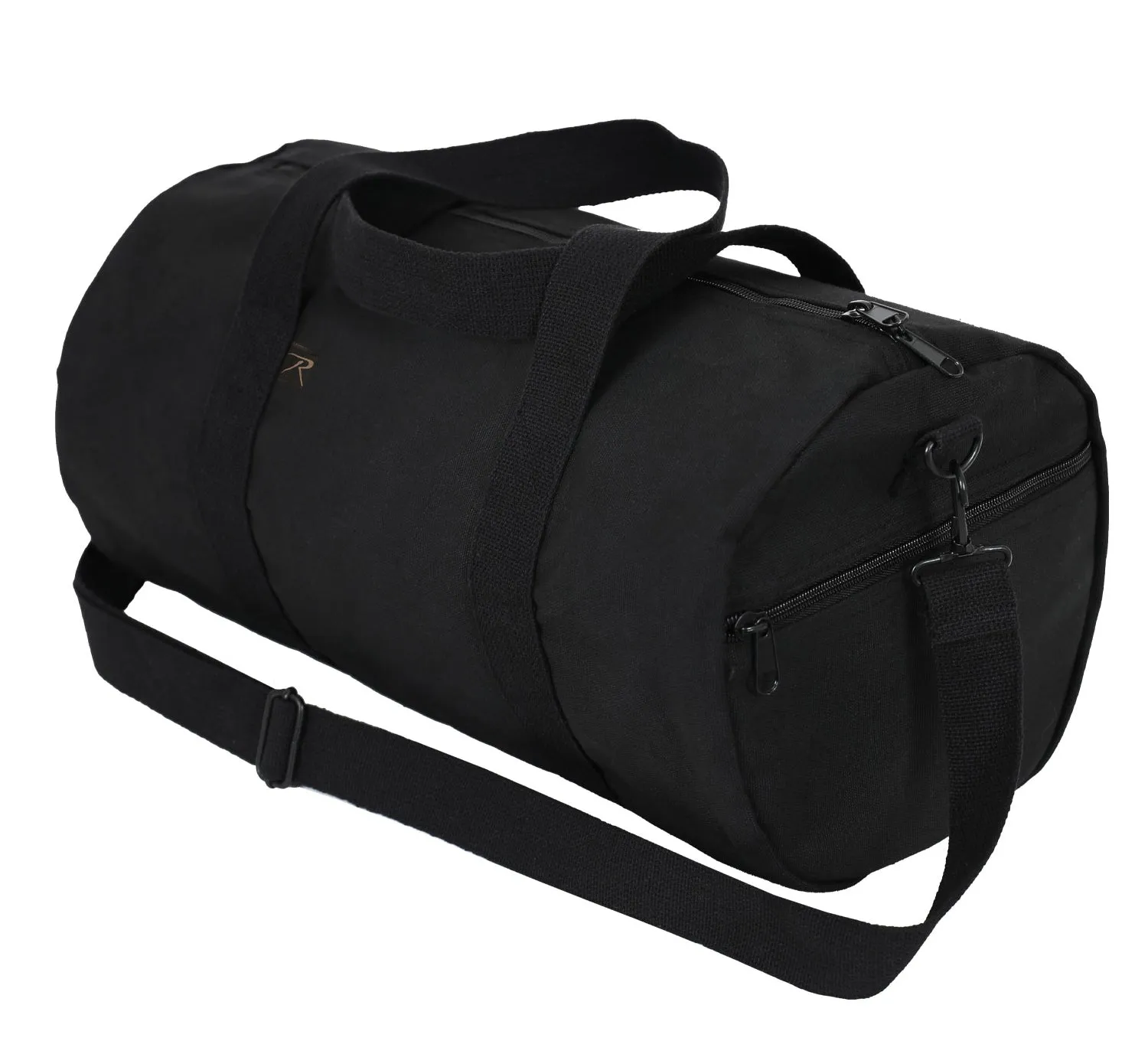 Black Heavyweight Cotton Canvas Duffle Bag Sports Gym Shoulder & Carry Bag 19"x9"x9"