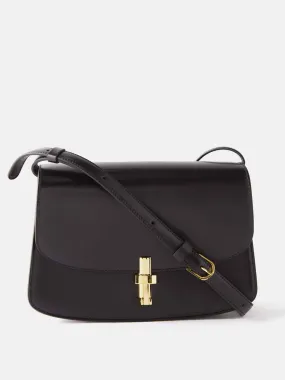 Black leather cross-body bag