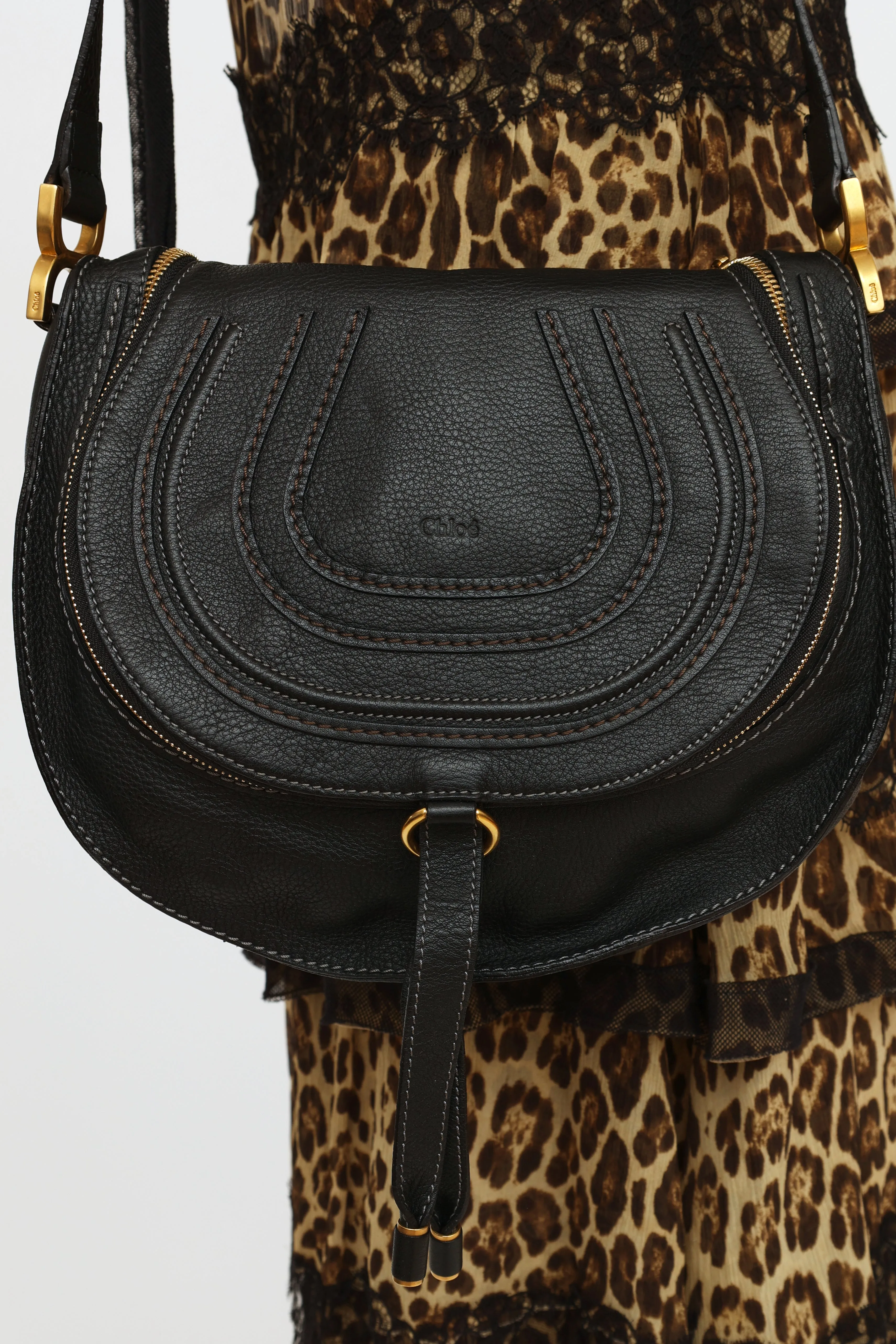 Black Leather Marcie Crossbody Bag