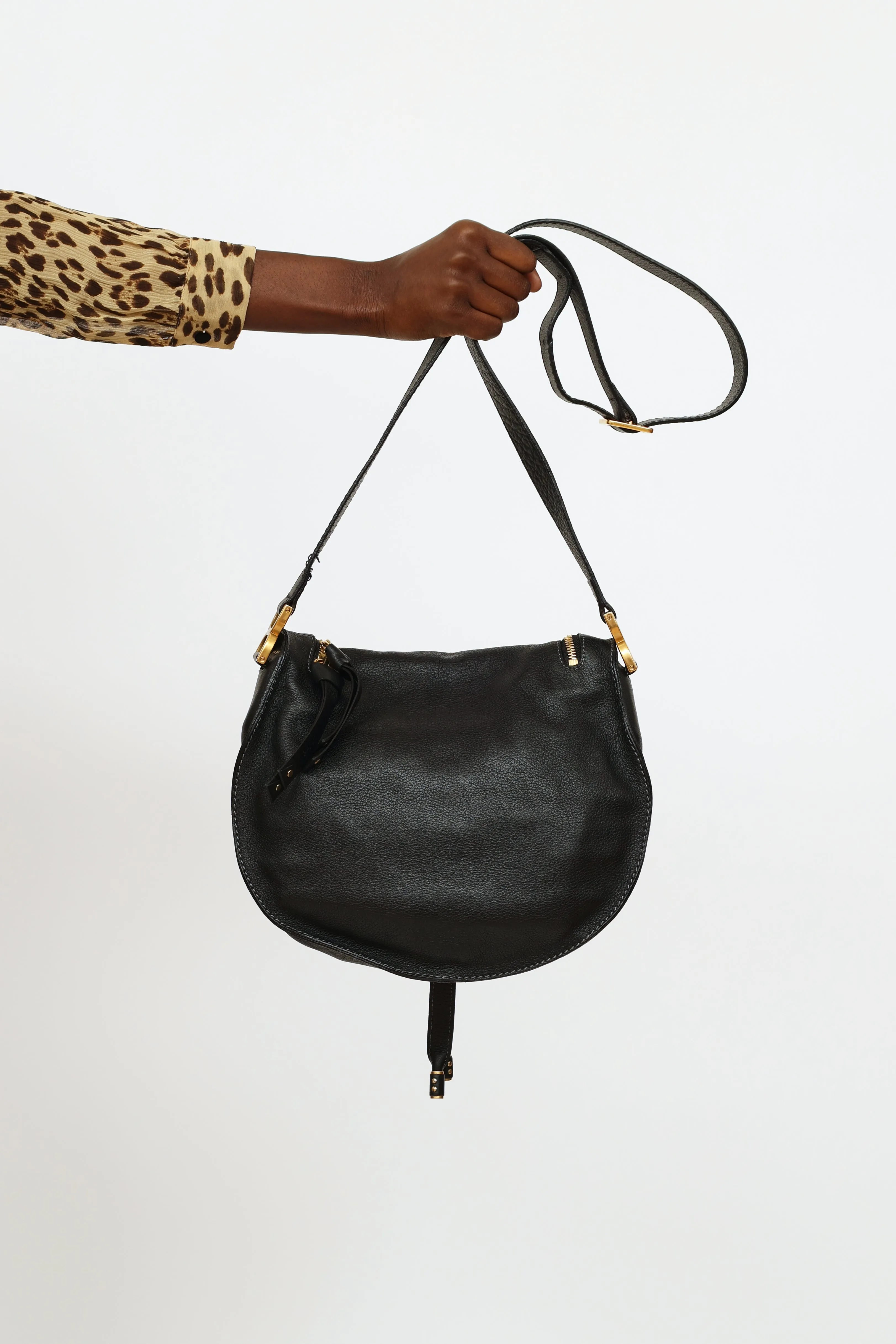 Black Leather Marcie Crossbody Bag