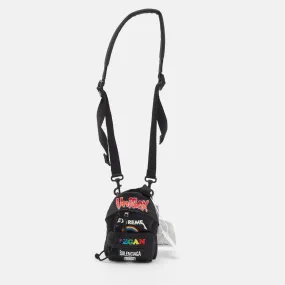 Black Nylon Mini Gamer Patch Backpack Crossbody Bag