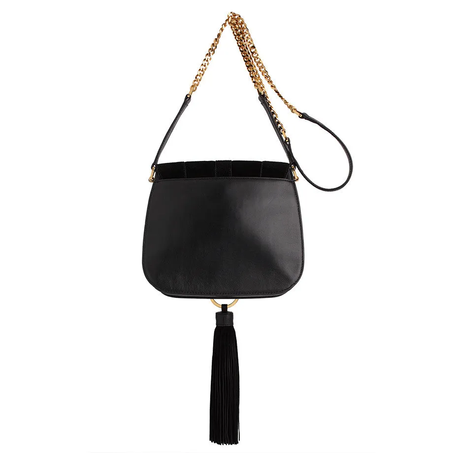 Black Suede Tassel Saddle Bag