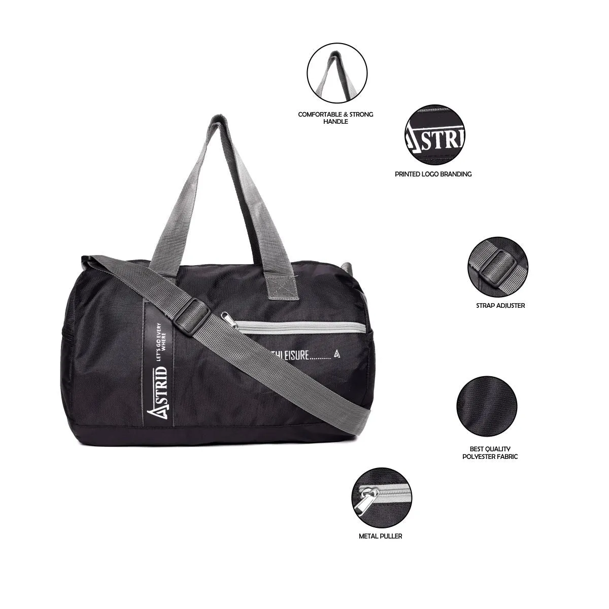 Black Travel Duffle,Gym Bag Medium Size