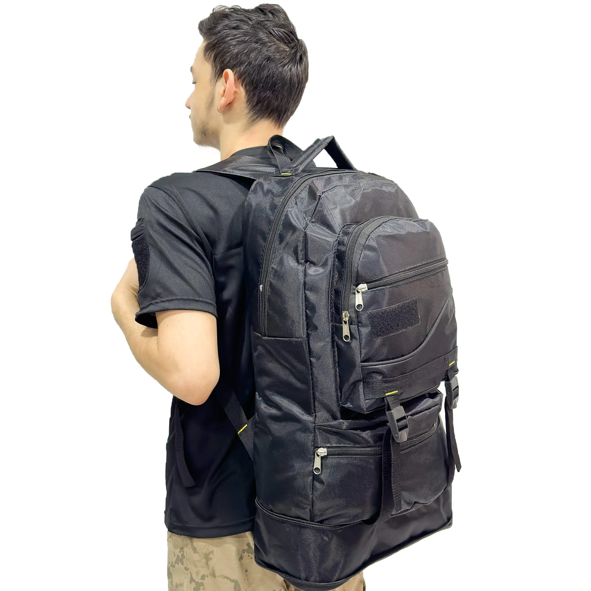 Black Volume Expandable Mountaineer Camper Backpack - 55 10 Liter Bag