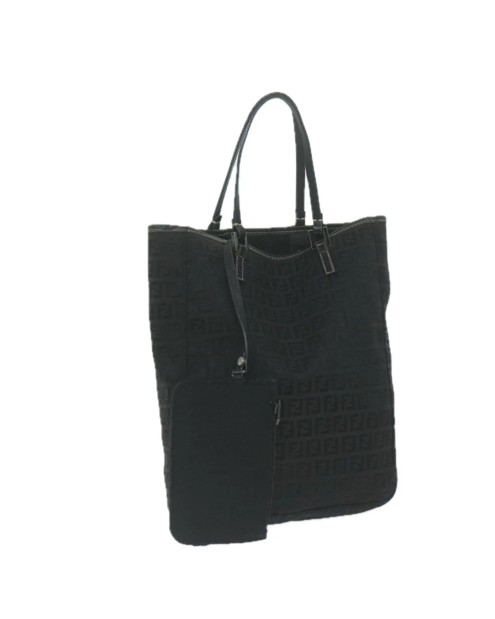 Black Zucchino Canvas Tote Bag with Pouch