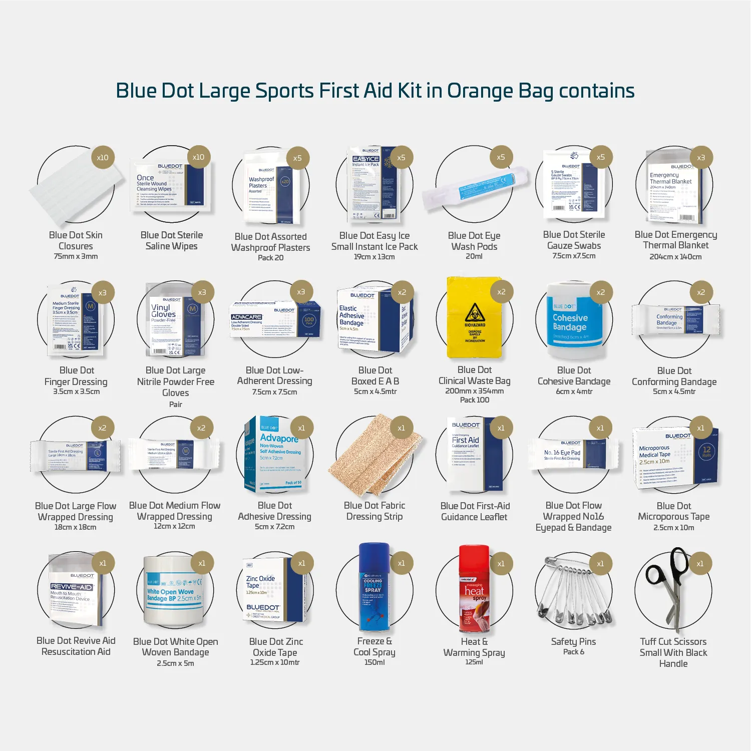 Blue Dot Large Sports First Aid Kit In Orange Bag