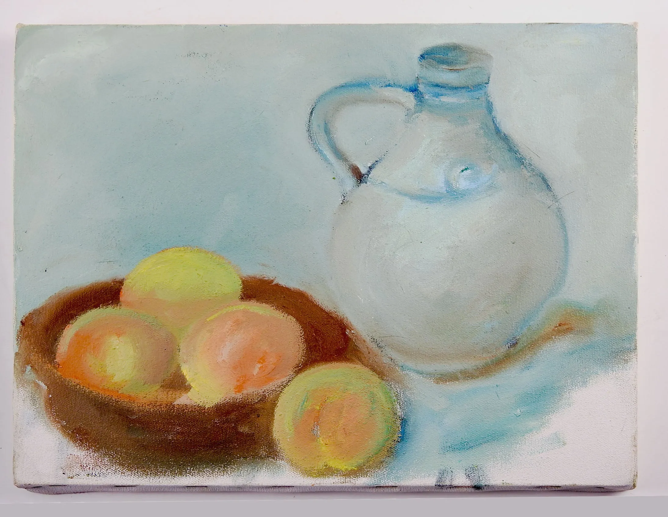 Blue Jug & Peaches Still Life Painting