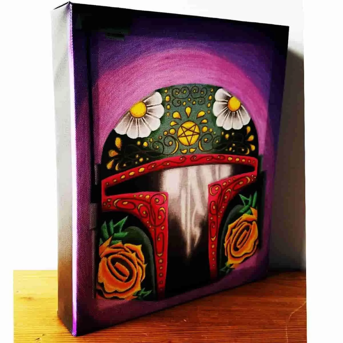 Boba Fett Star Wars "Boba de la Muerto"  Gallery Wrapped Canvas Print 8x10 by JesseJFR