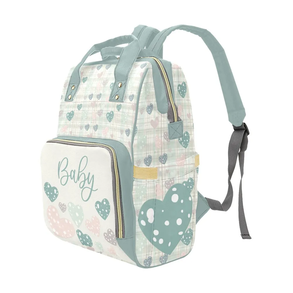 Boho Hand-Drawn Hearts Diaper Bag Backpack