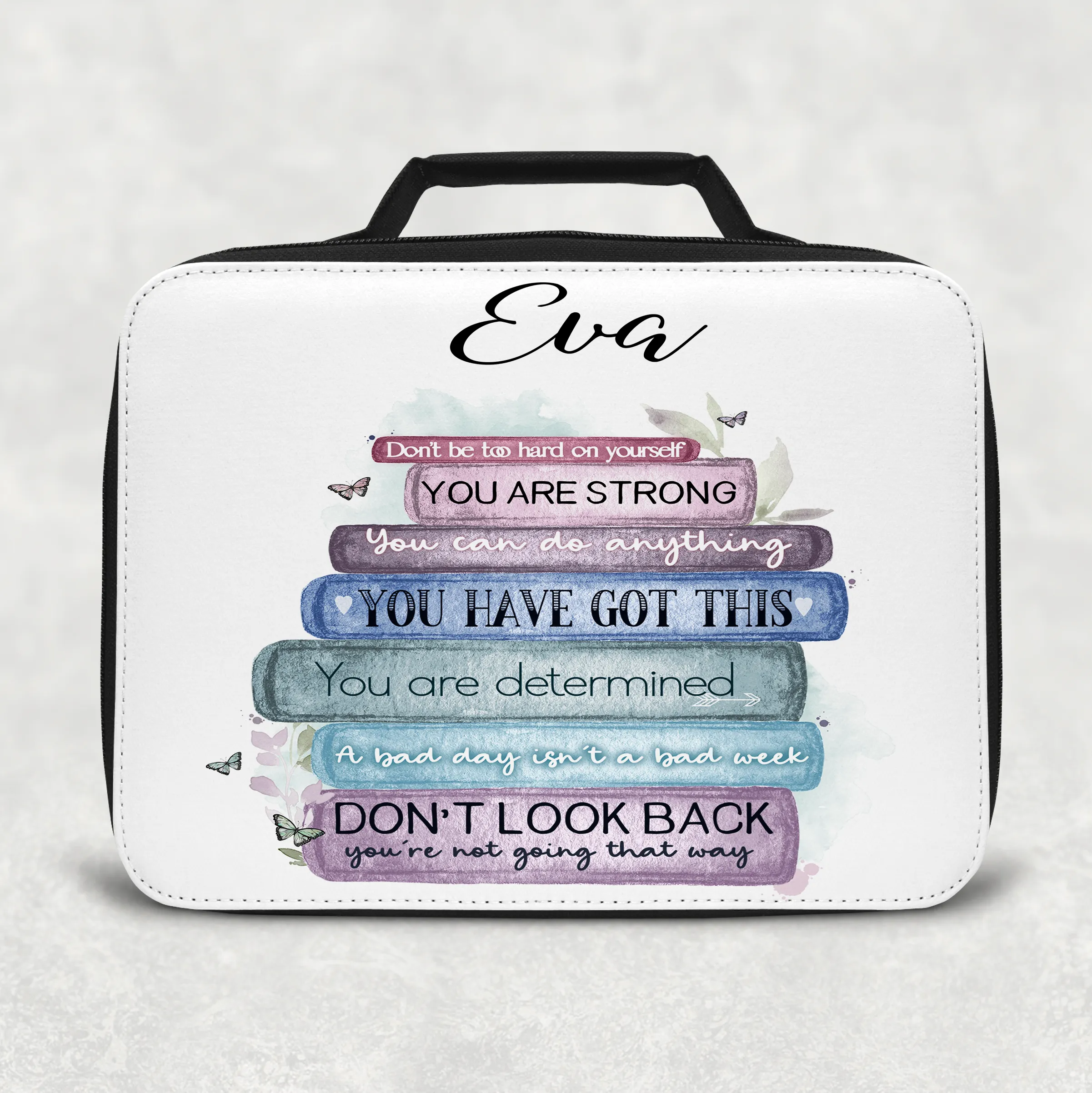 Book Stack Positive Affirmations Insulated Lunch Bag