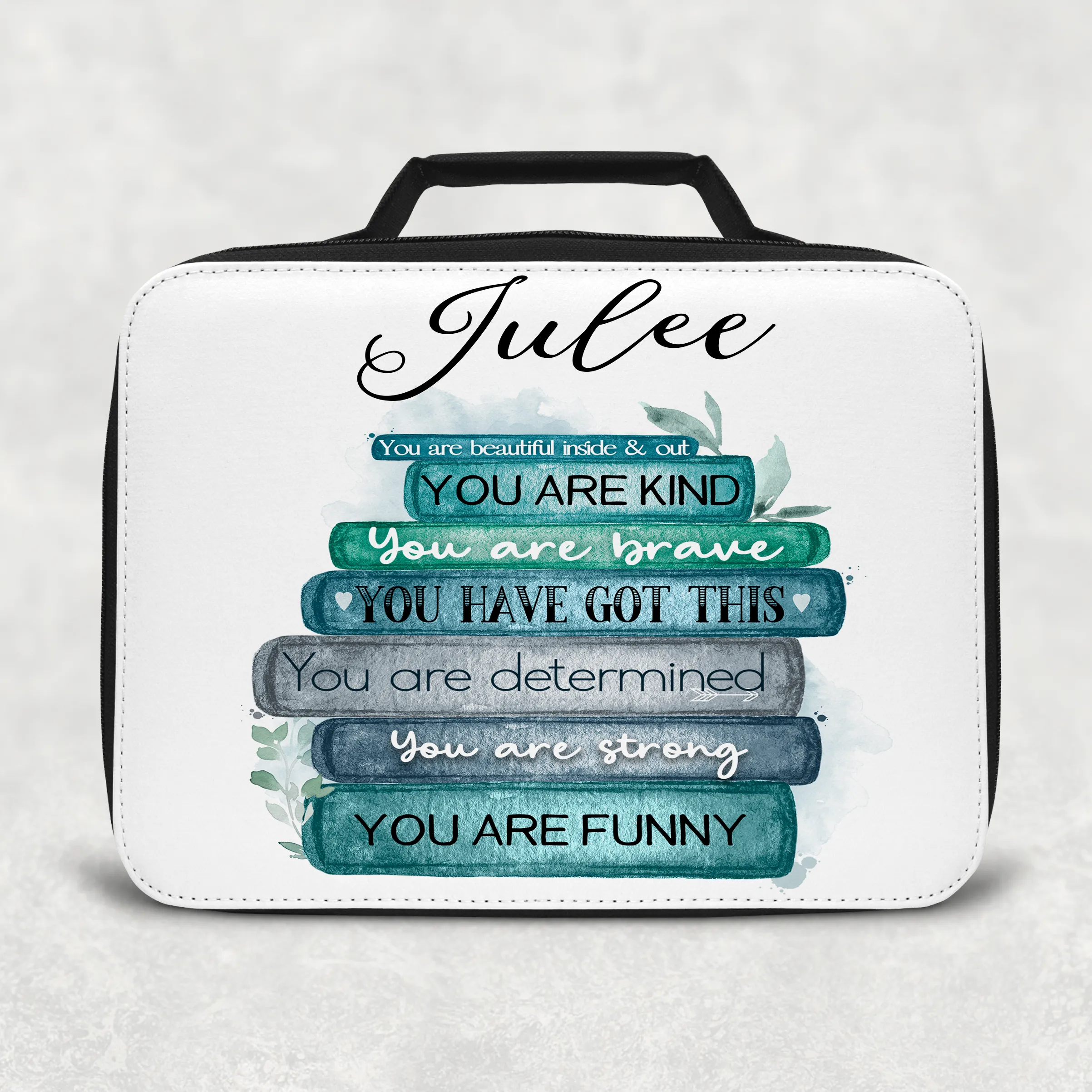 Book Stack Positive Affirmations Insulated Lunch Bag