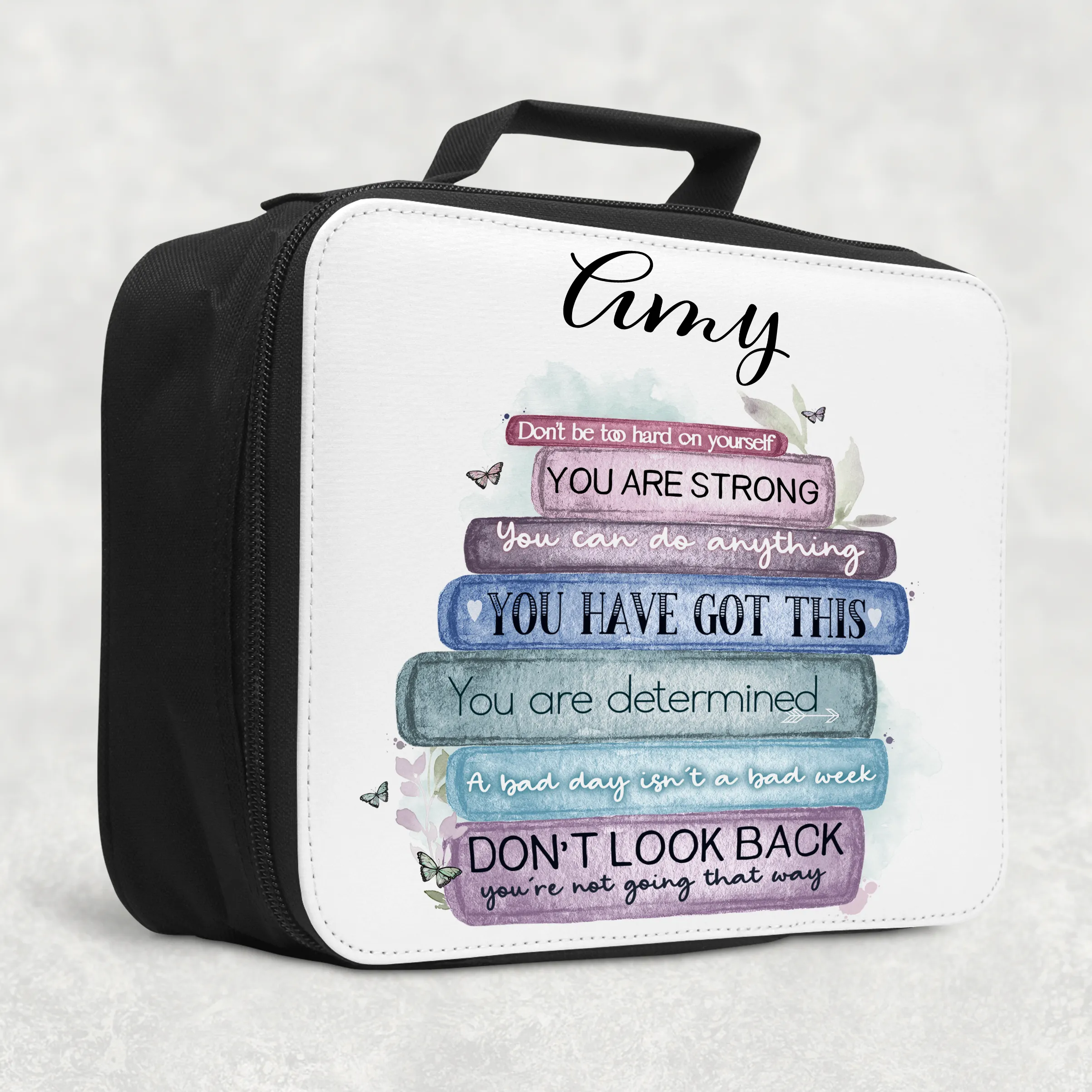 Book Stack Positive Affirmations Insulated Lunch Bag