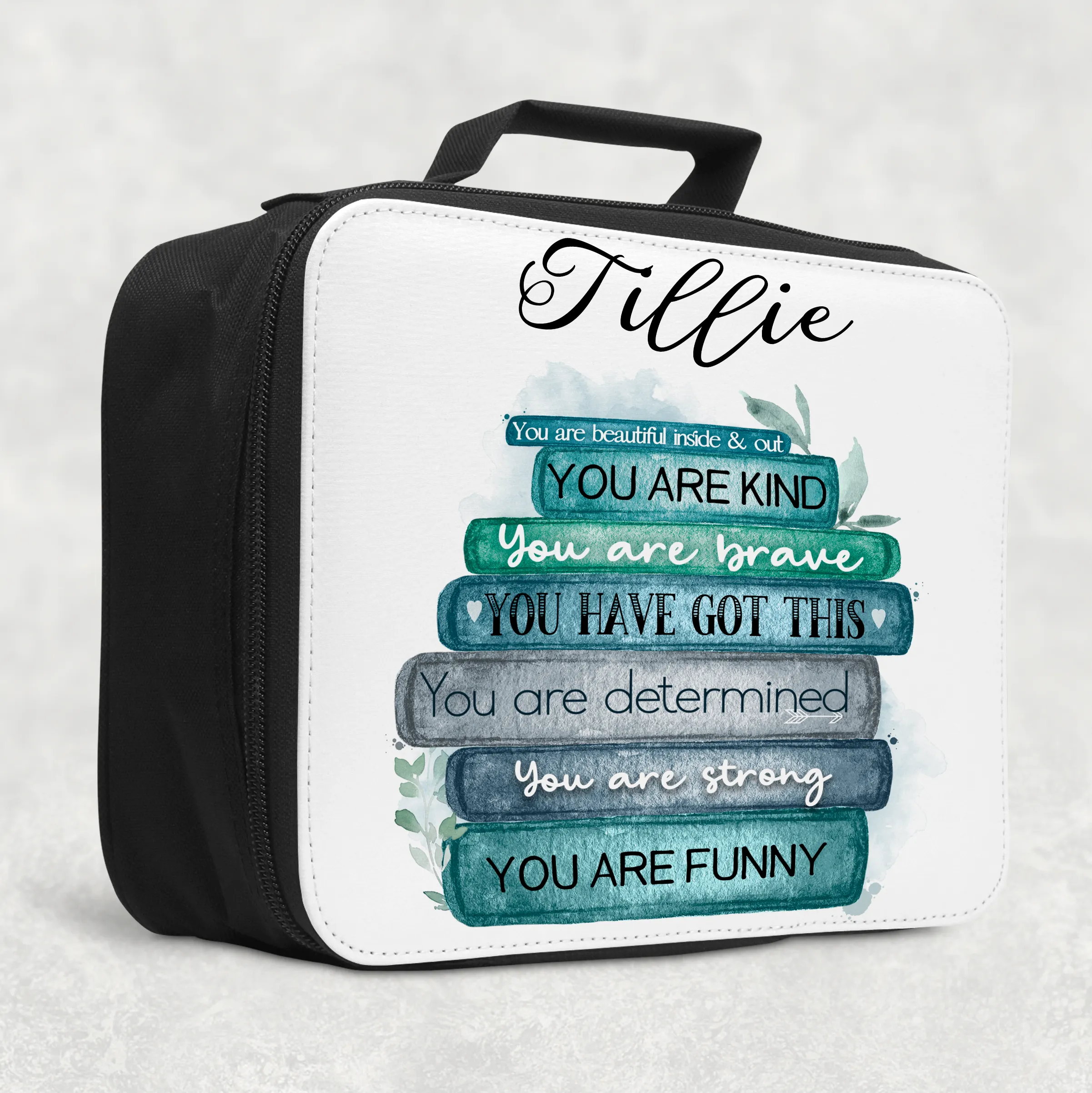 Book Stack Positive Affirmations Insulated Lunch Bag