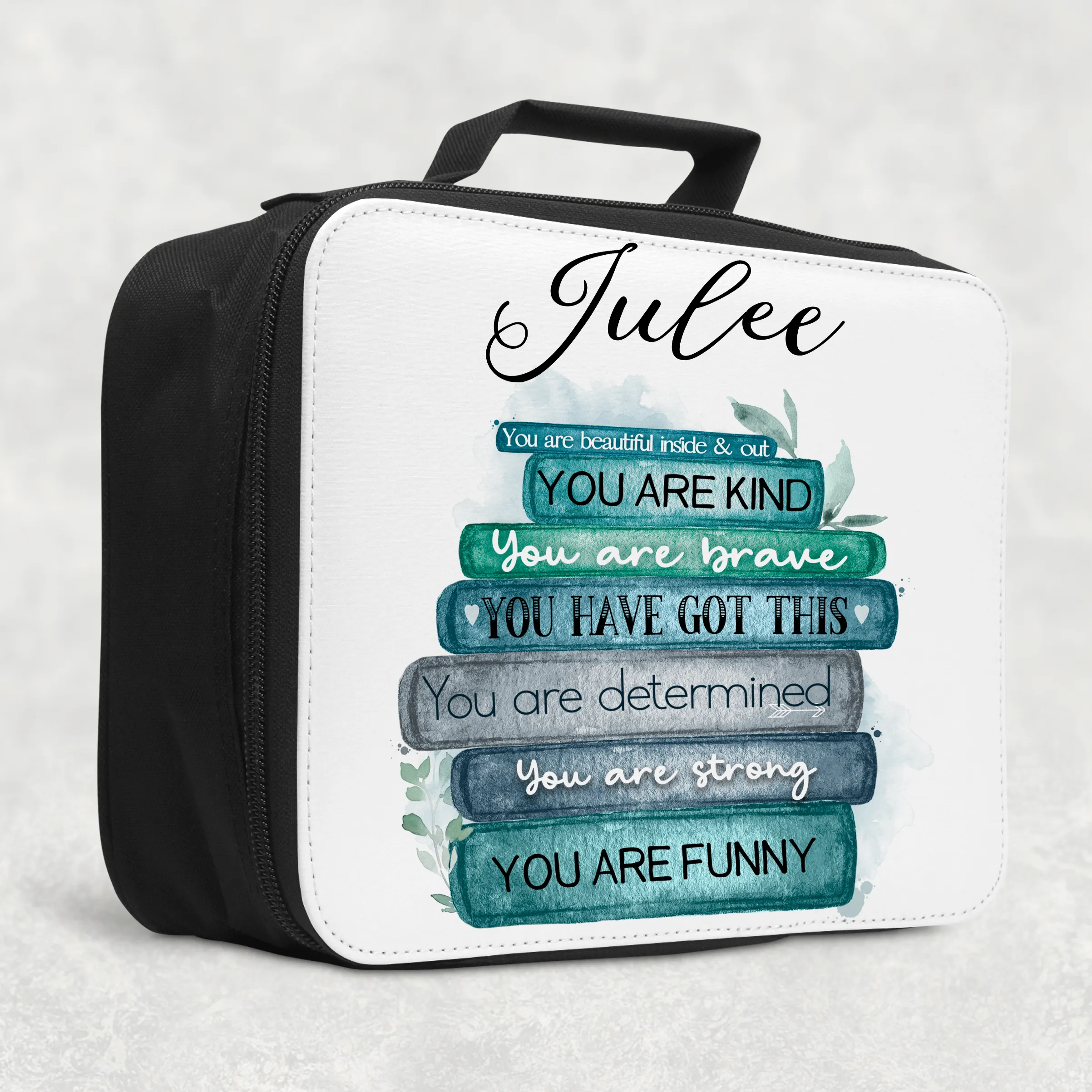 Book Stack Positive Affirmations Insulated Lunch Bag