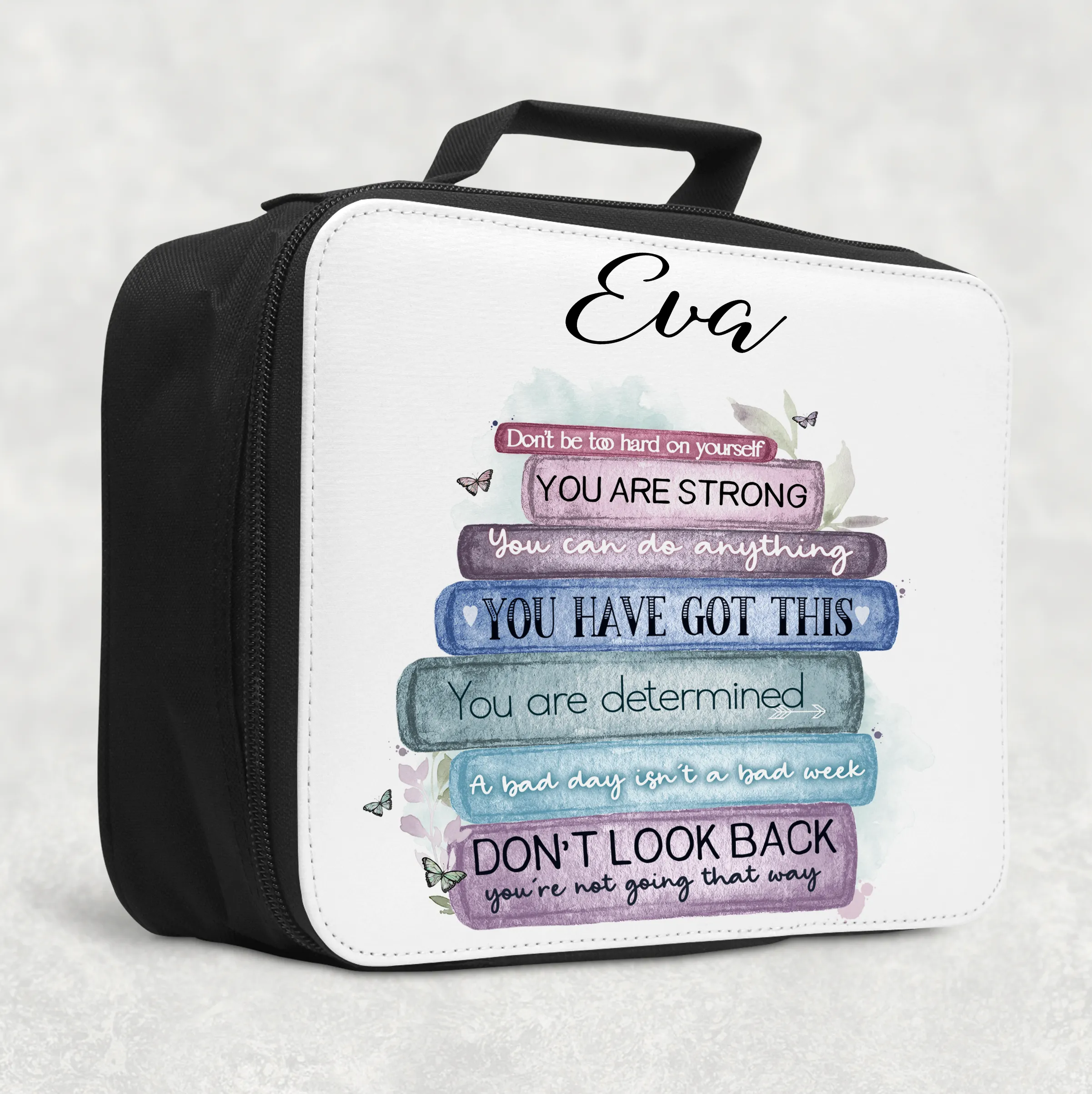 Book Stack Positive Affirmations Insulated Lunch Bag