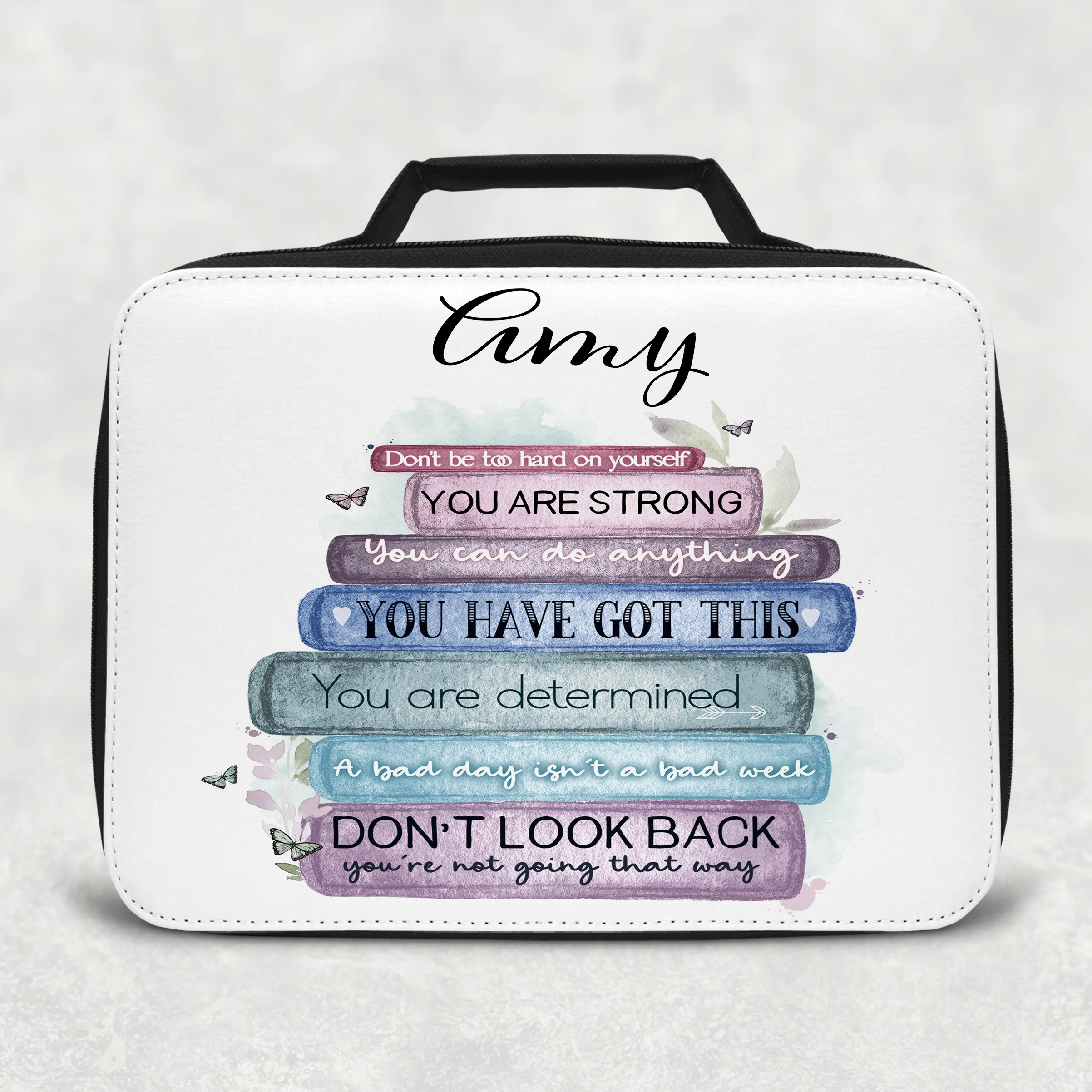 Book Stack Positive Affirmations Insulated Lunch Bag