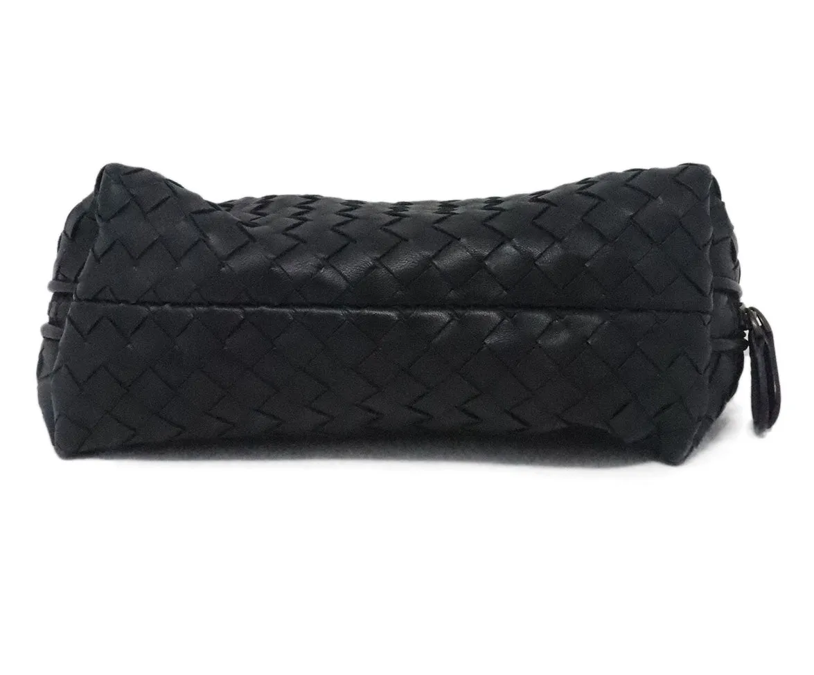 Bottega Veneta Black Woven Leather Cosmetic Bag