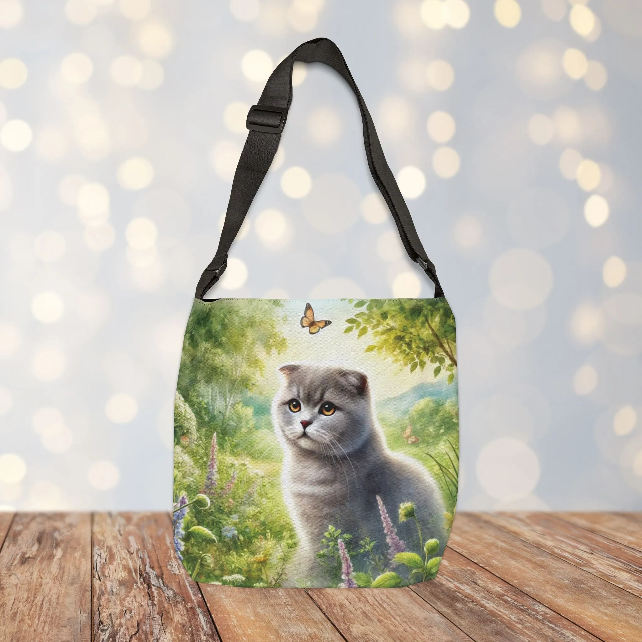 British Fold - Cat Lover - Book Bag  - Adjustable Strap Tote Bag