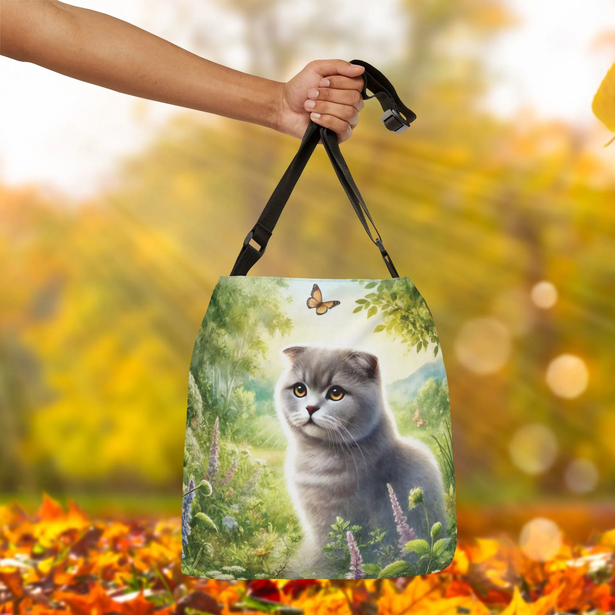 British Fold - Cat Lover - Book Bag  - Adjustable Strap Tote Bag