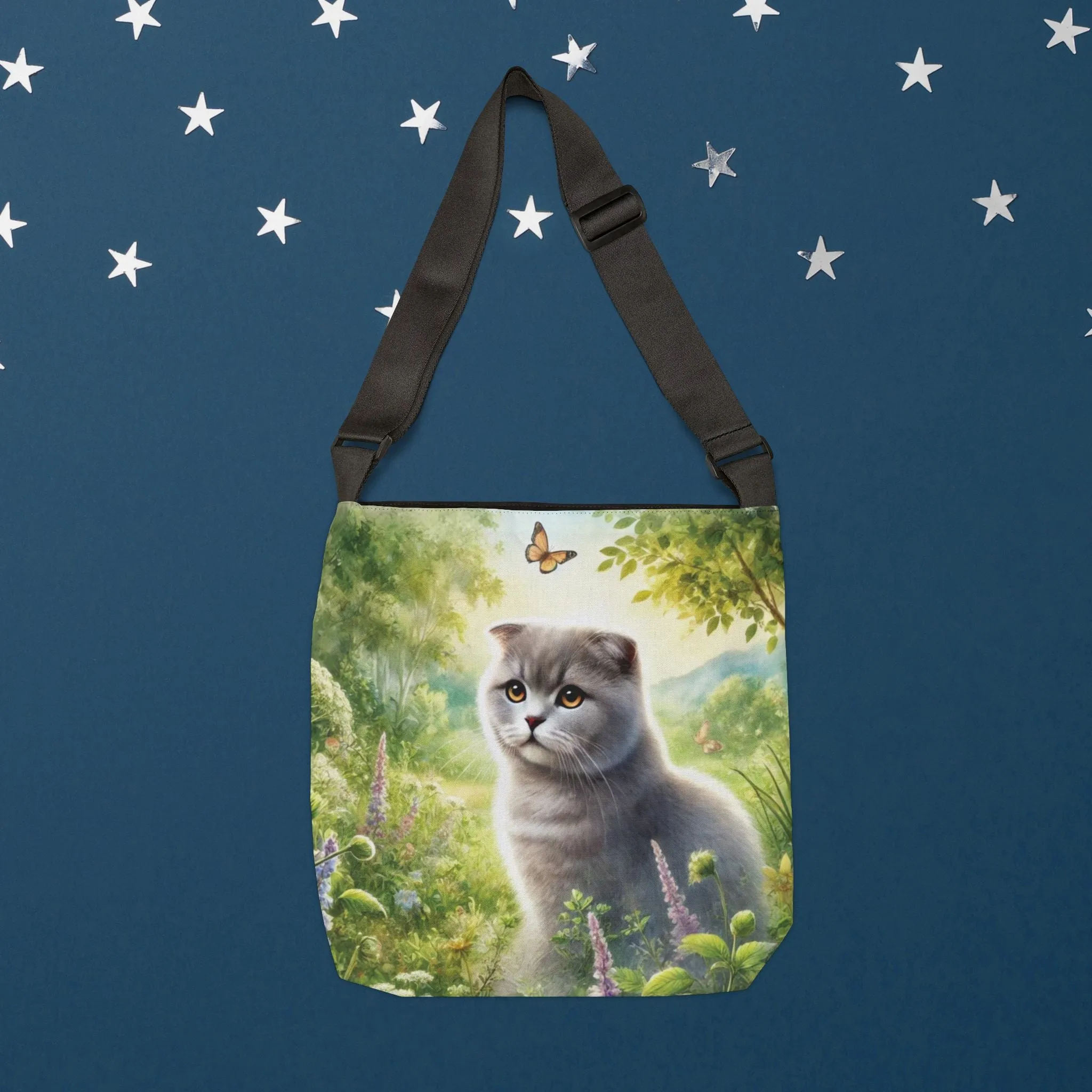 British Fold - Cat Lover - Book Bag  - Adjustable Strap Tote Bag