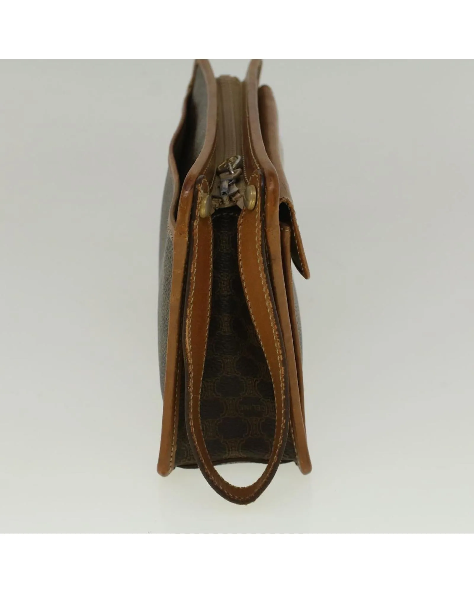 Brown Macadam Canvas Clutch Bag - Celine