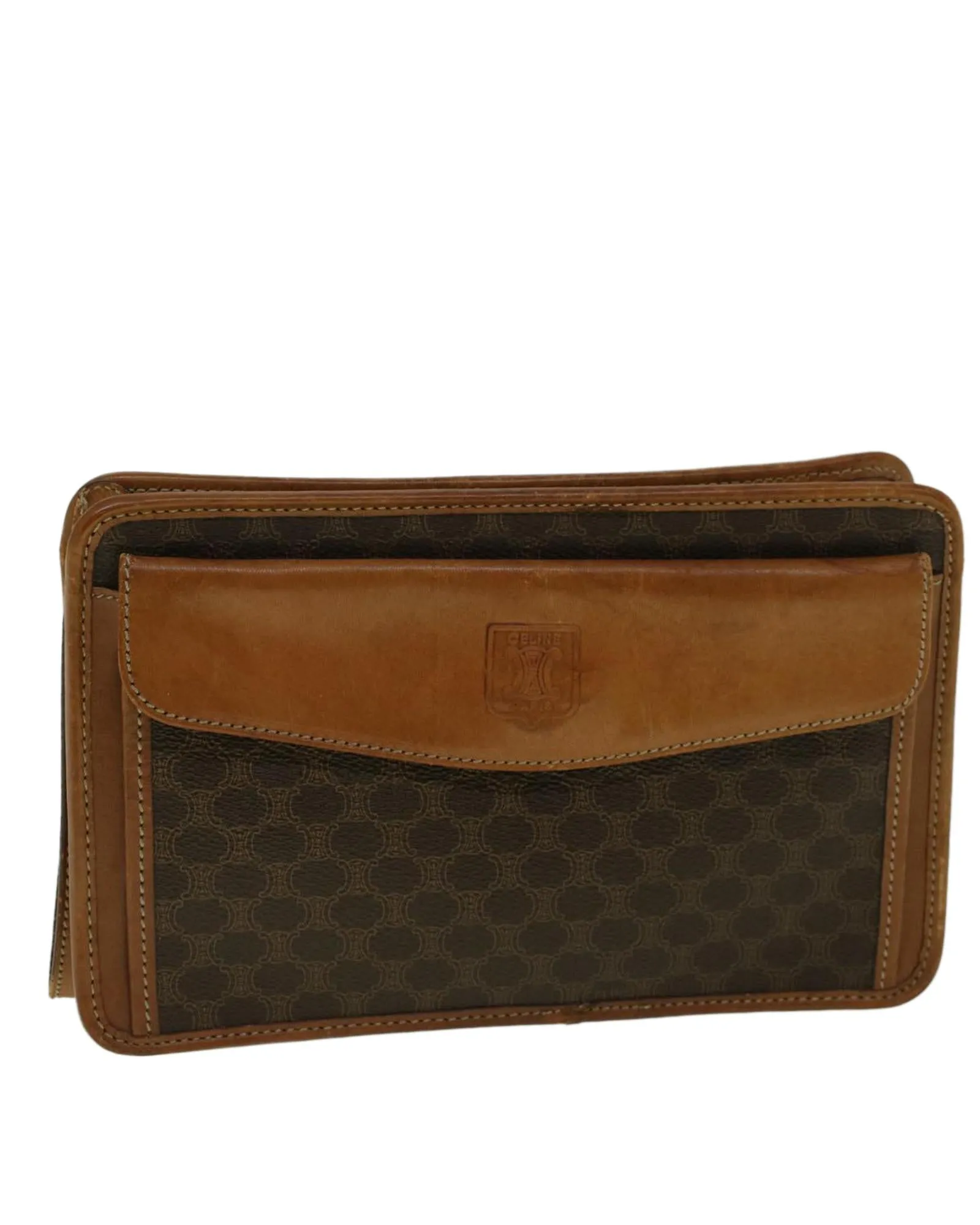 Brown Macadam Canvas Clutch Bag - Celine