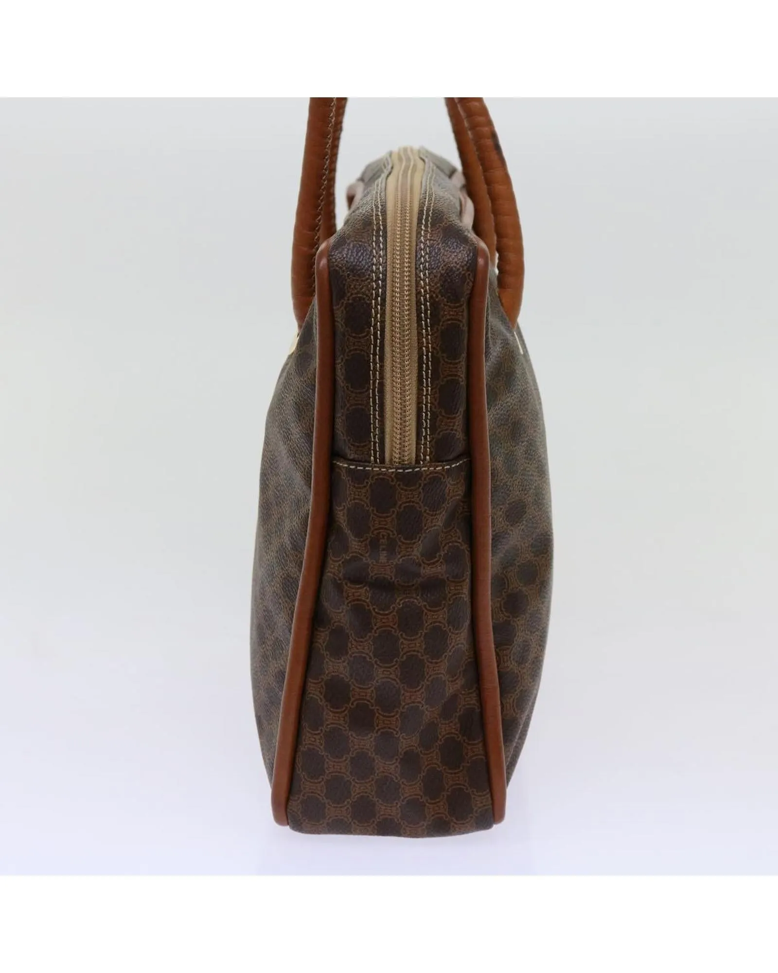 Brown Macadam Canvas Shoulder Bag by Celine