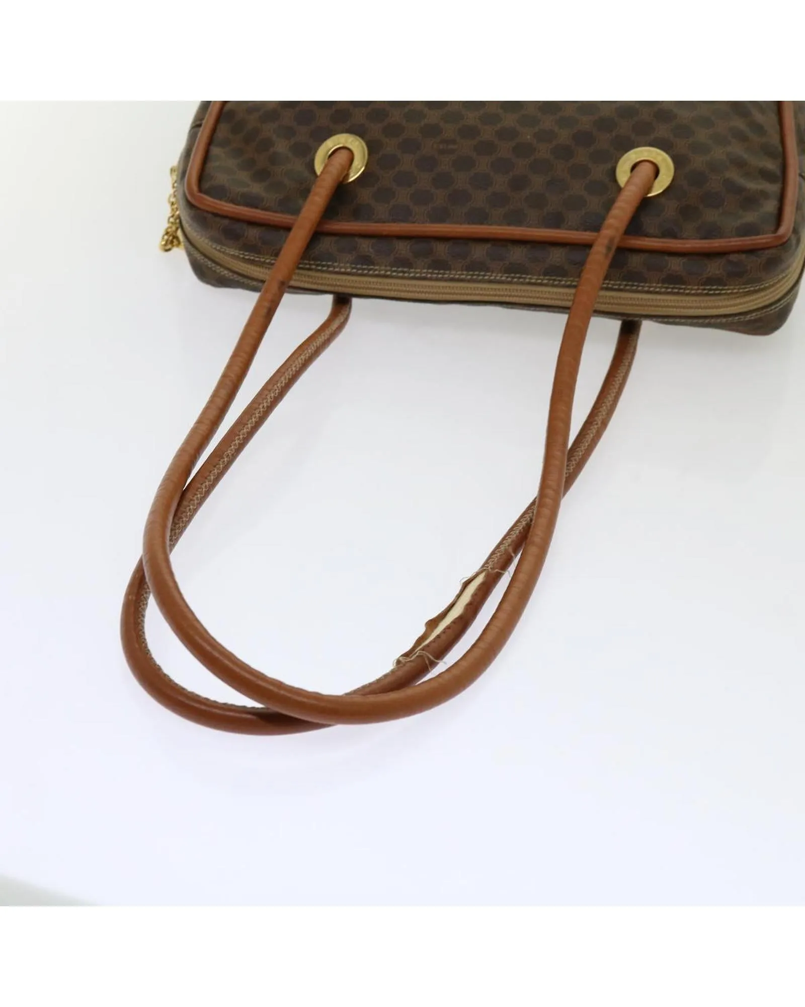 Brown Macadam Canvas Shoulder Bag by Celine