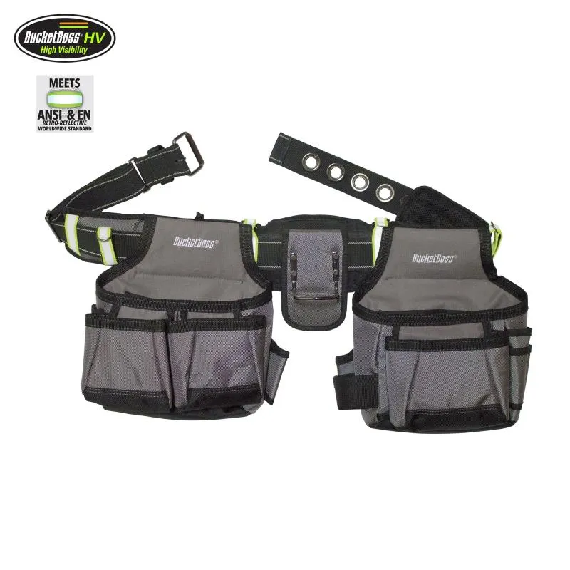 Bucket Boss 55185 2 3 Bag Tool Bag Set with Suspenders in Grey.