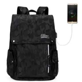 Camouflage Pattern Leather Drawstring Backpack