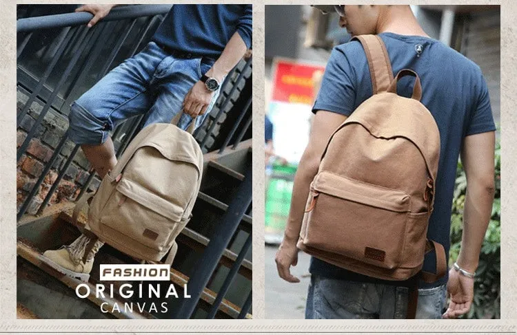 Canvas Backpack Laptop Bag Notebook School Bag for 13.3" 14.1 Laptop